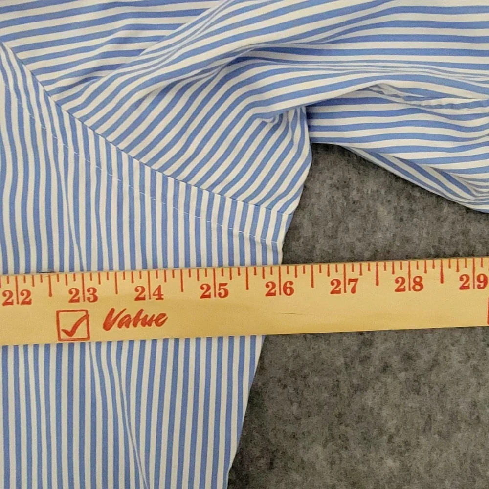 Ralph Lauren Shirt Mens XL Blue White Stripe Short‎ Sleeve Classic Yellow Pony